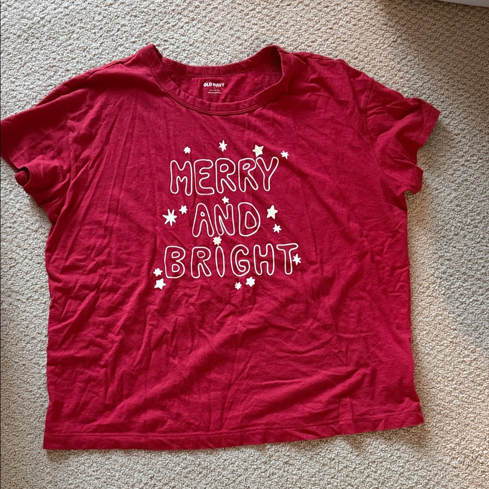 Red Merry and Bright old navy shirt